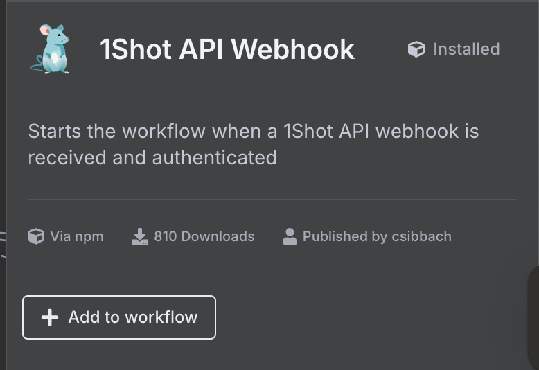 1Shot API Webhook node